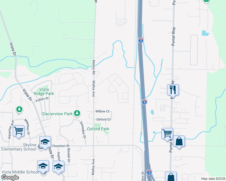 map of restaurants, bars, coffee shops, grocery stores, and more near 1959 Calico Loop in Ferndale