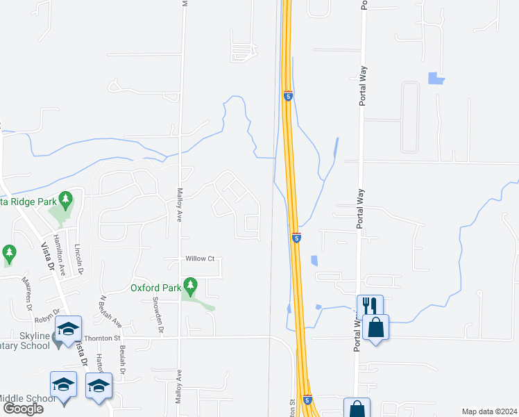 map of restaurants, bars, coffee shops, grocery stores, and more near 2048 Calico Loop in Ferndale