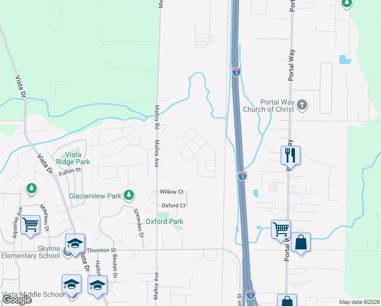 map of restaurants, bars, coffee shops, grocery stores, and more near 1959 Calico Loop in Ferndale