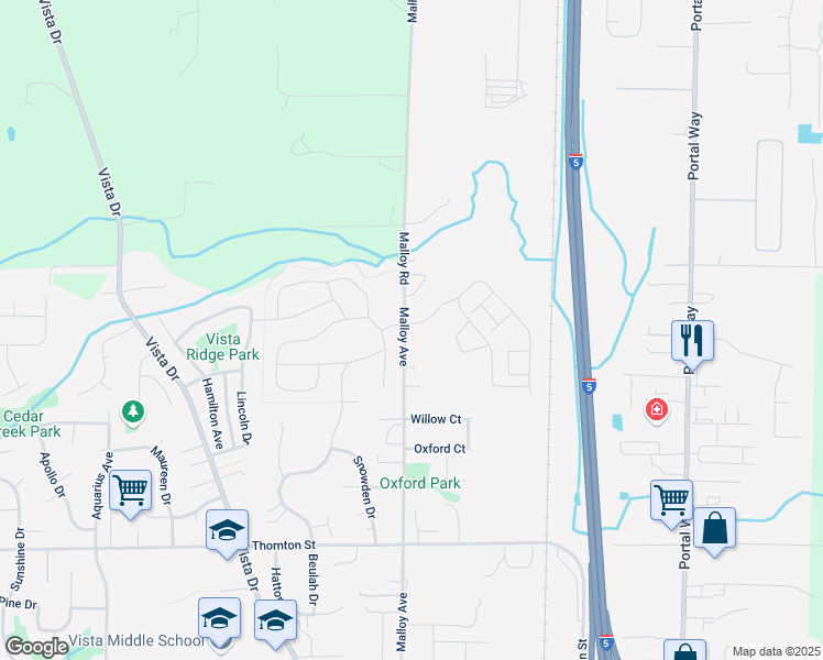 map of restaurants, bars, coffee shops, grocery stores, and more near 2100 Calico Loop in Ferndale