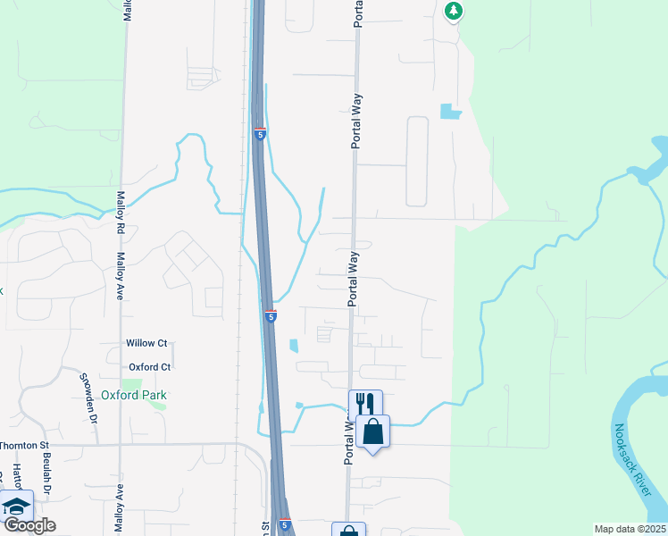 map of restaurants, bars, coffee shops, grocery stores, and more near 6259 Portal Way in Ferndale