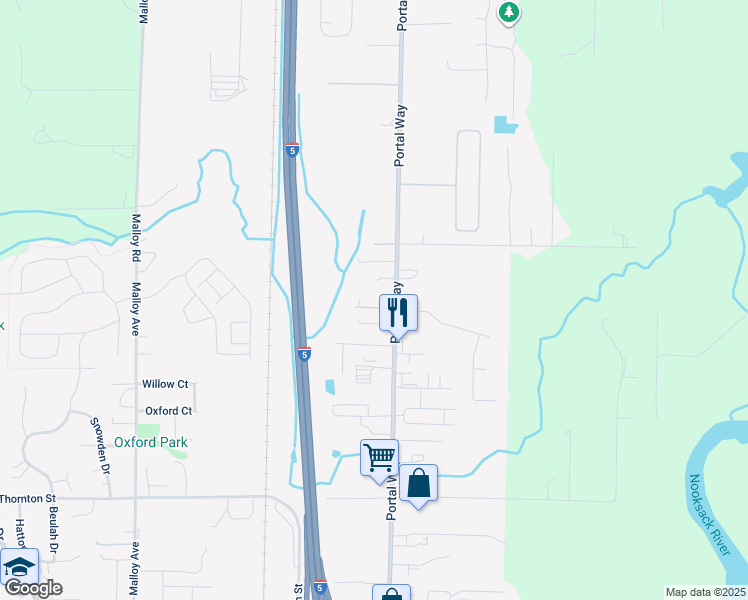 map of restaurants, bars, coffee shops, grocery stores, and more near 6259 Portal Way in Ferndale