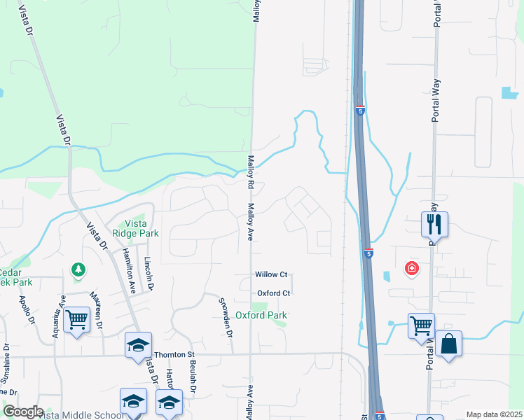 map of restaurants, bars, coffee shops, grocery stores, and more near 2100 Calico Loop in Ferndale