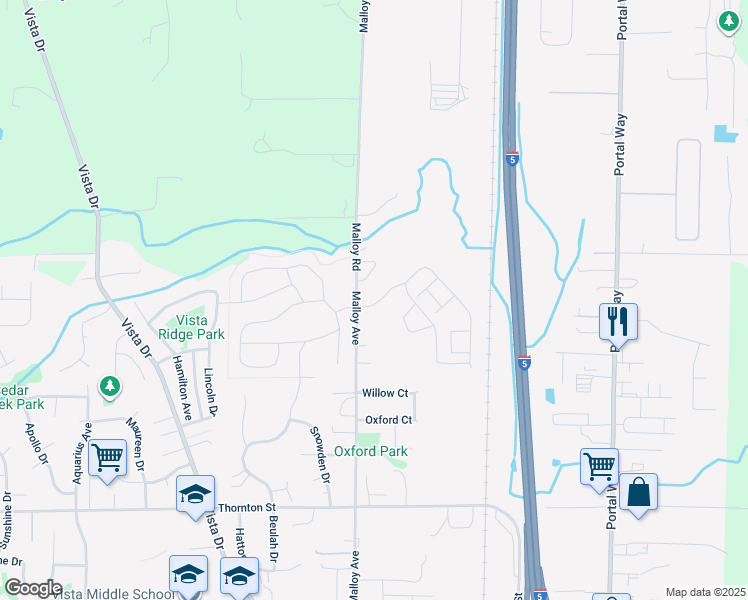 map of restaurants, bars, coffee shops, grocery stores, and more near 2100 Calico Loop in Ferndale