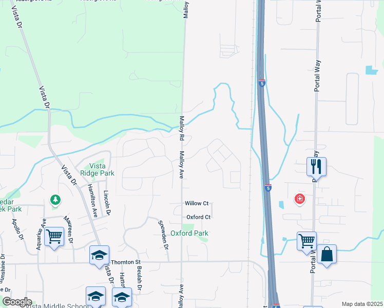 map of restaurants, bars, coffee shops, grocery stores, and more near 2100 Calico Loop in Ferndale