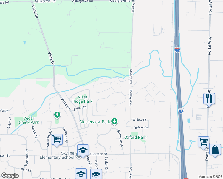 map of restaurants, bars, coffee shops, grocery stores, and more near 6233 Fernridge Court in Ferndale