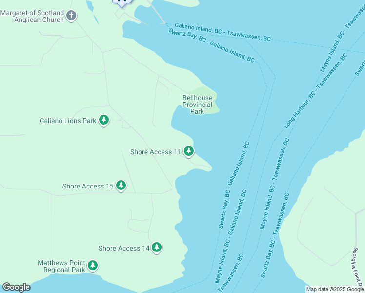 map of restaurants, bars, coffee shops, grocery stores, and more near 121 Arbutus Point Road in Galiano Island