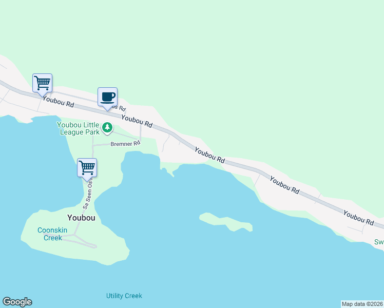 map of restaurants, bars, coffee shops, grocery stores, and more near 10282 Youbou Road in Youbou