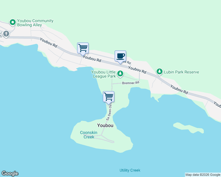 map of restaurants, bars, coffee shops, grocery stores, and more near 8389 Sa Seen Os Road in Youbou