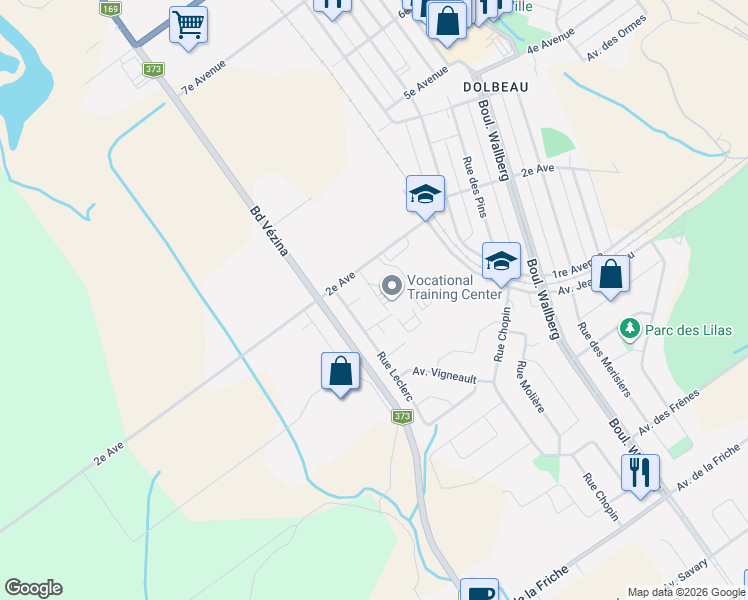 map of restaurants, bars, coffee shops, grocery stores, and more near 774 Rue Pelletier in Dolbeau-Mistassini