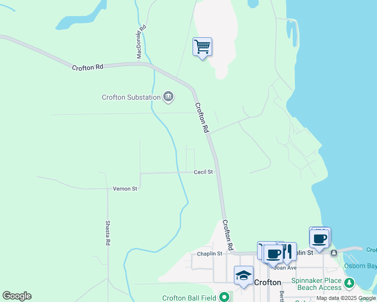 map of restaurants, bars, coffee shops, grocery stores, and more near 1753 Cecil Street in Crofton