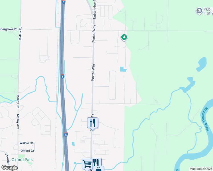 map of restaurants, bars, coffee shops, grocery stores, and more near 6336 Portal Way in Ferndale