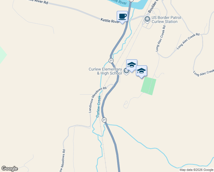 map of restaurants, bars, coffee shops, grocery stores, and more near 16 Lundimow Meadows Road in Curlew