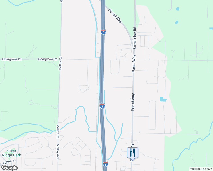 map of restaurants, bars, coffee shops, grocery stores, and more near Interstate 5 in Ferndale