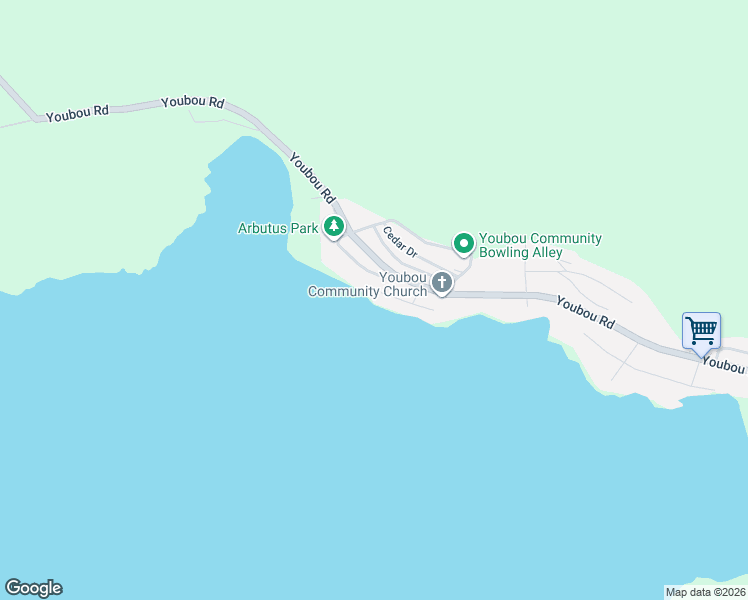 map of restaurants, bars, coffee shops, grocery stores, and more near 10684 Lake Boulevard in Youbou