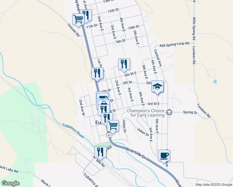 map of restaurants, bars, coffee shops, grocery stores, and more near 301-311 4th Street in Eureka
