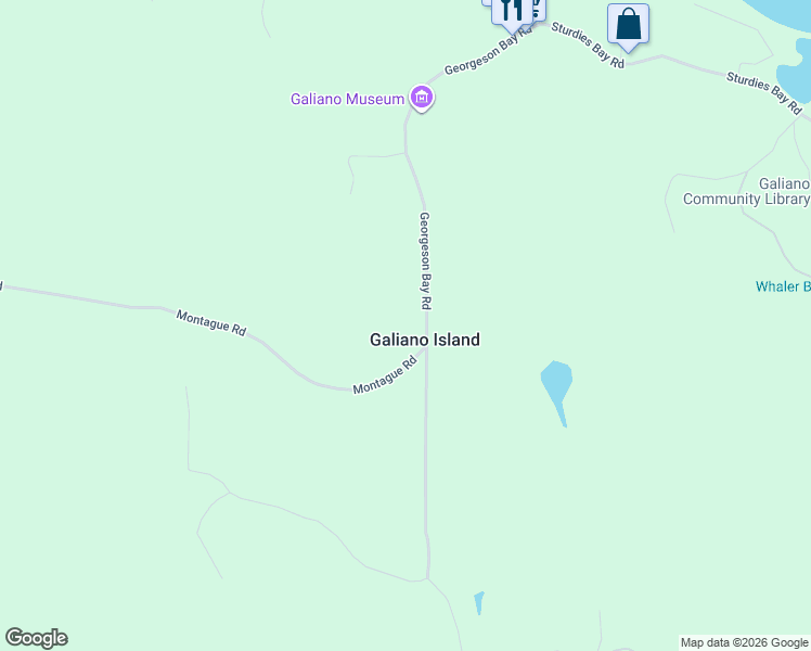 map of restaurants, bars, coffee shops, grocery stores, and more near 1086 Georgeson Bay Road in Galiano Island