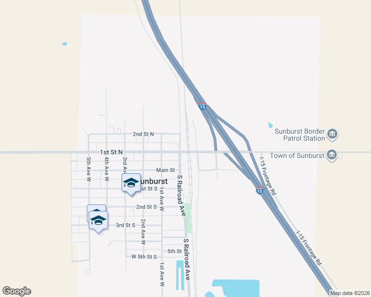 map of restaurants, bars, coffee shops, grocery stores, and more near 3 East 1st Street North in Sweet Grass