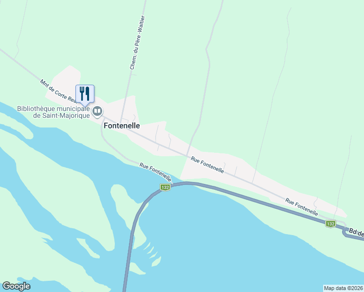 map of restaurants, bars, coffee shops, grocery stores, and more near Rue Fontenelle in Gaspé