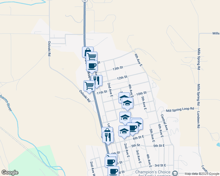 map of restaurants, bars, coffee shops, grocery stores, and more near 12th Street in Eureka