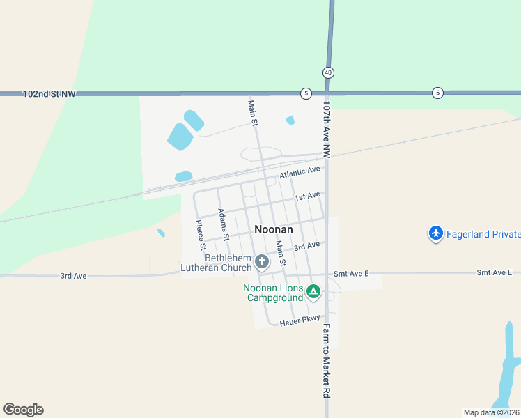 map of restaurants, bars, coffee shops, grocery stores, and more near 205 1st Avenue in Noonan