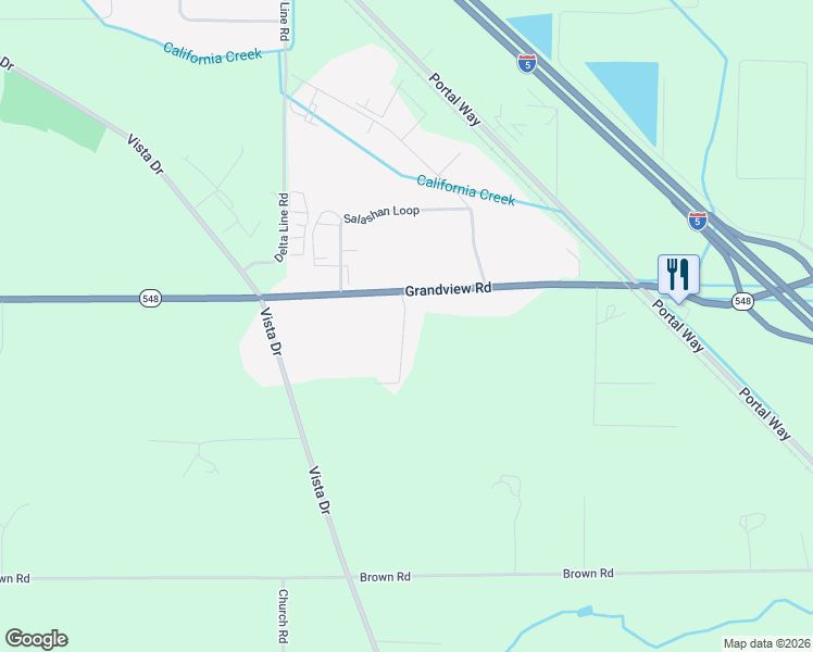 map of restaurants, bars, coffee shops, grocery stores, and more near 2411 Gillian Street in Ferndale