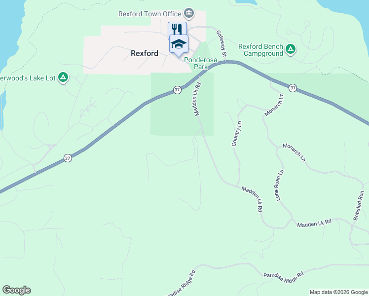 map of restaurants, bars, coffee shops, grocery stores, and more near 228 Madden Lake Road in Rexford