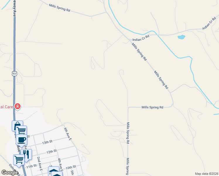 map of restaurants, bars, coffee shops, grocery stores, and more near 1650 Mills Spring Road in Eureka
