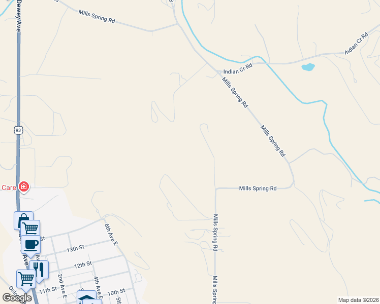 map of restaurants, bars, coffee shops, grocery stores, and more near 1650 Mills Spring Road in Eureka