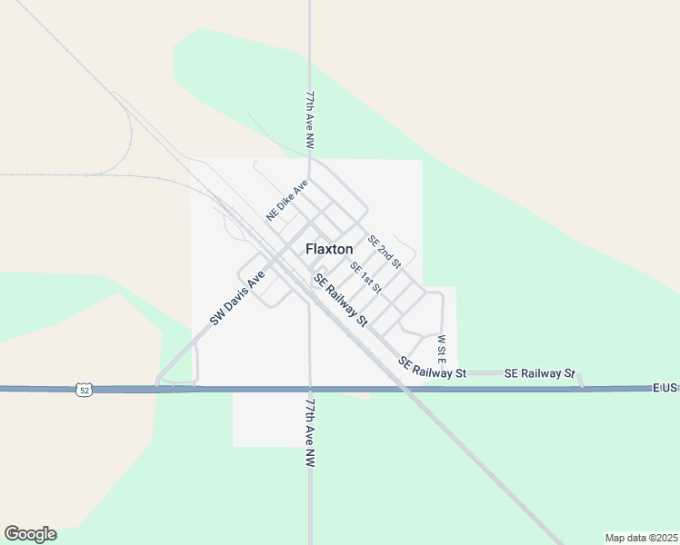 map of restaurants, bars, coffee shops, grocery stores, and more near 203 Southeast 1st Street in Flaxton