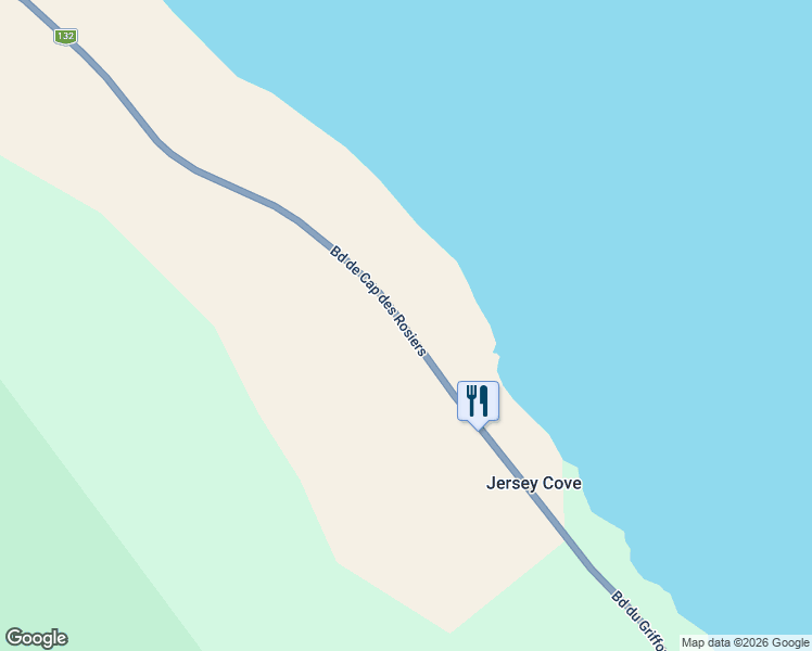 map of restaurants, bars, coffee shops, grocery stores, and more near Boulevard de Cap des Rosiers in Gaspésie–Îles-de-la-Madeleine