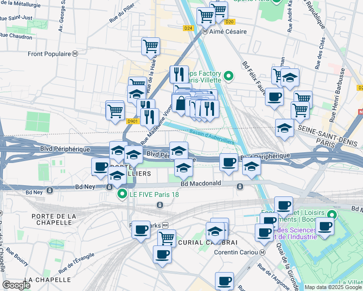 map of restaurants, bars, coffee shops, grocery stores, and more near 35 Rue de la Gare in Paris
