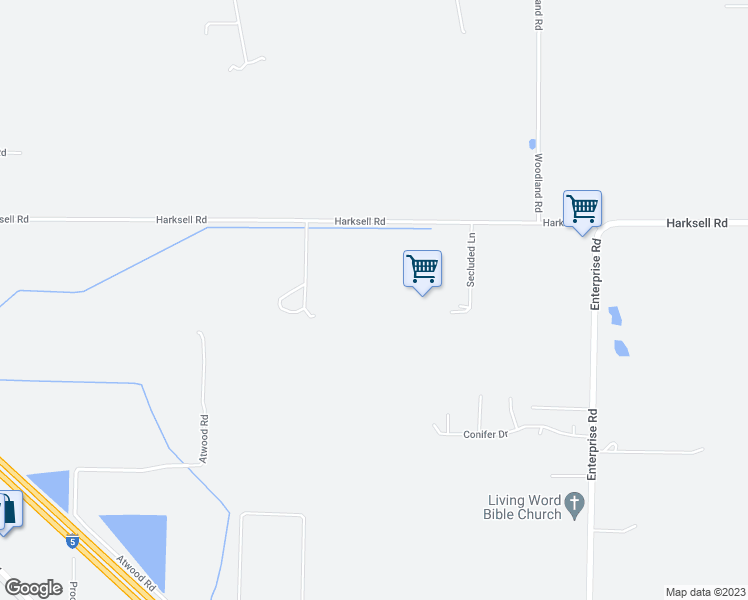 map of restaurants, bars, coffee shops, grocery stores, and more near 7231 Secluded Lane in Ferndale