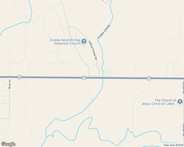 map of restaurants, bars, coffee shops, grocery stores, and more near 19 Hilltop Estate Road in Eureka