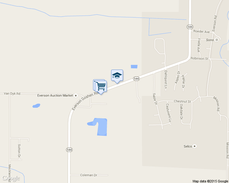 map of restaurants, bars, coffee shops, grocery stores, and more near 7322 Everson Goshen Road in Everson