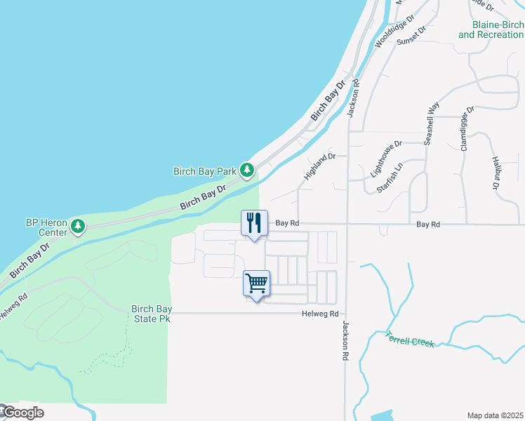 map of restaurants, bars, coffee shops, grocery stores, and more near 4991 Highland Drive in Blaine