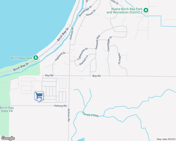 map of restaurants, bars, coffee shops, grocery stores, and more near 7311 Seashell Way in Blaine