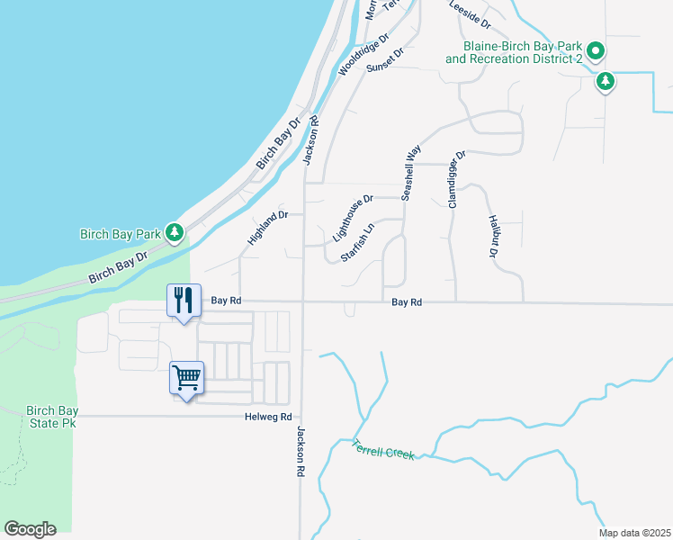 map of restaurants, bars, coffee shops, grocery stores, and more near 4867 Starfish Lane in Blaine