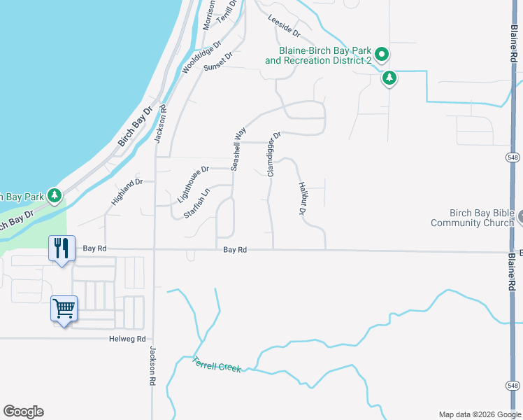 map of restaurants, bars, coffee shops, grocery stores, and more near 4778 Canoe Court in Blaine