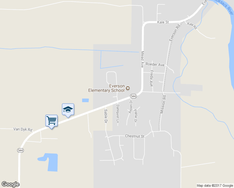 map of restaurants, bars, coffee shops, grocery stores, and more near 906 Mapleridge Drive in Everson