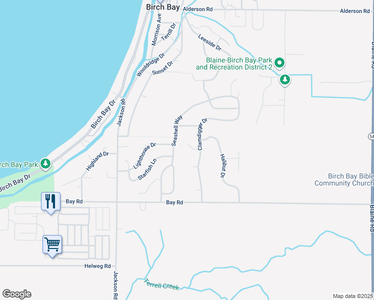map of restaurants, bars, coffee shops, grocery stores, and more near 7399 Clamdigger Drive in Blaine