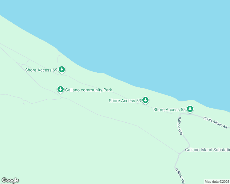 map of restaurants, bars, coffee shops, grocery stores, and more near 738 Sticks Allison Road in Galiano Island