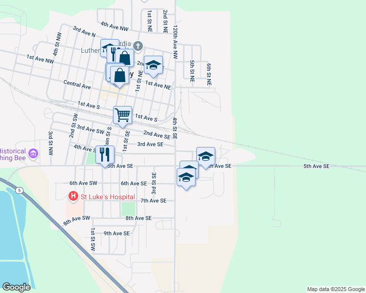 map of restaurants, bars, coffee shops, grocery stores, and more near 118th Avenue Northwest in Crosby