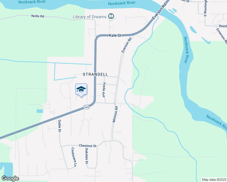 map of restaurants, bars, coffee shops, grocery stores, and more near 600 Pioneer Court in Everson