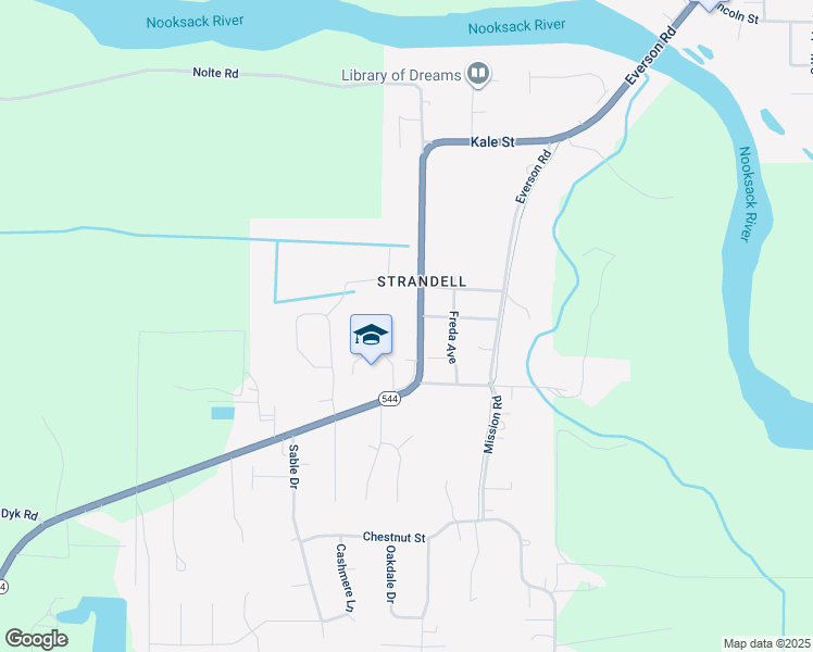 map of restaurants, bars, coffee shops, grocery stores, and more near 614 Mead Avenue in Everson