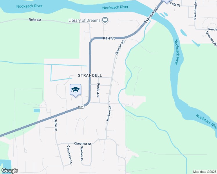 map of restaurants, bars, coffee shops, grocery stores, and more near 600 Pioneer Court in Everson