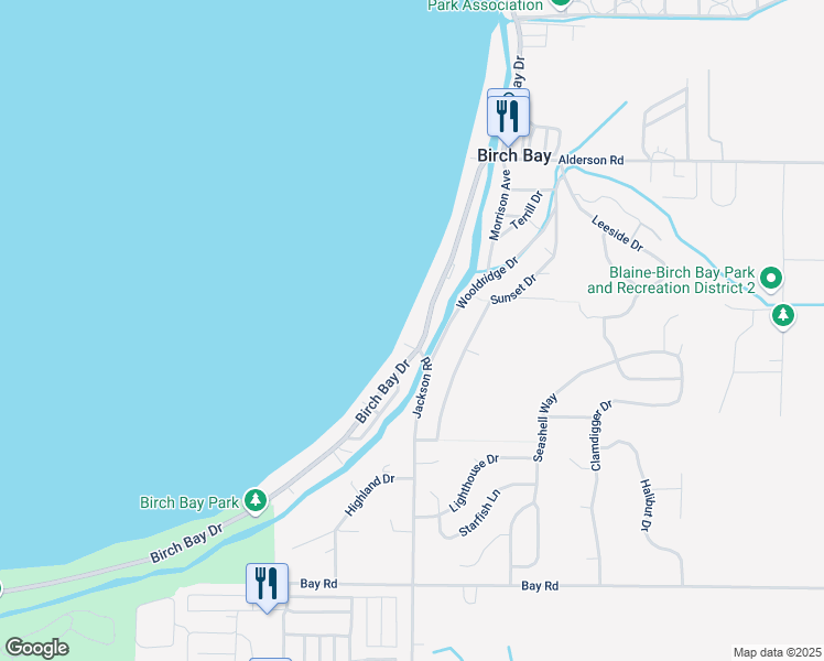 map of restaurants, bars, coffee shops, grocery stores, and more near 7492 Birch Bay Drive in Blaine