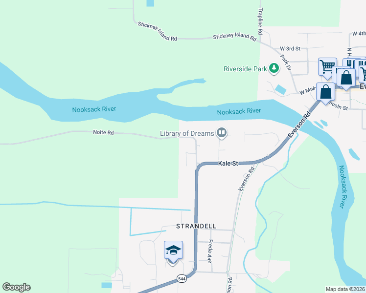 map of restaurants, bars, coffee shops, grocery stores, and more near 812 Sisters Court in Everson