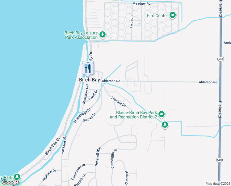 map of restaurants, bars, coffee shops, grocery stores, and more near 4760 Tidal Way in Blaine