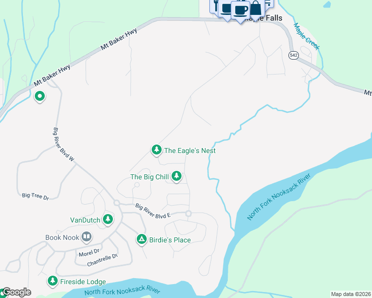 map of restaurants, bars, coffee shops, grocery stores, and more near in Maple Falls